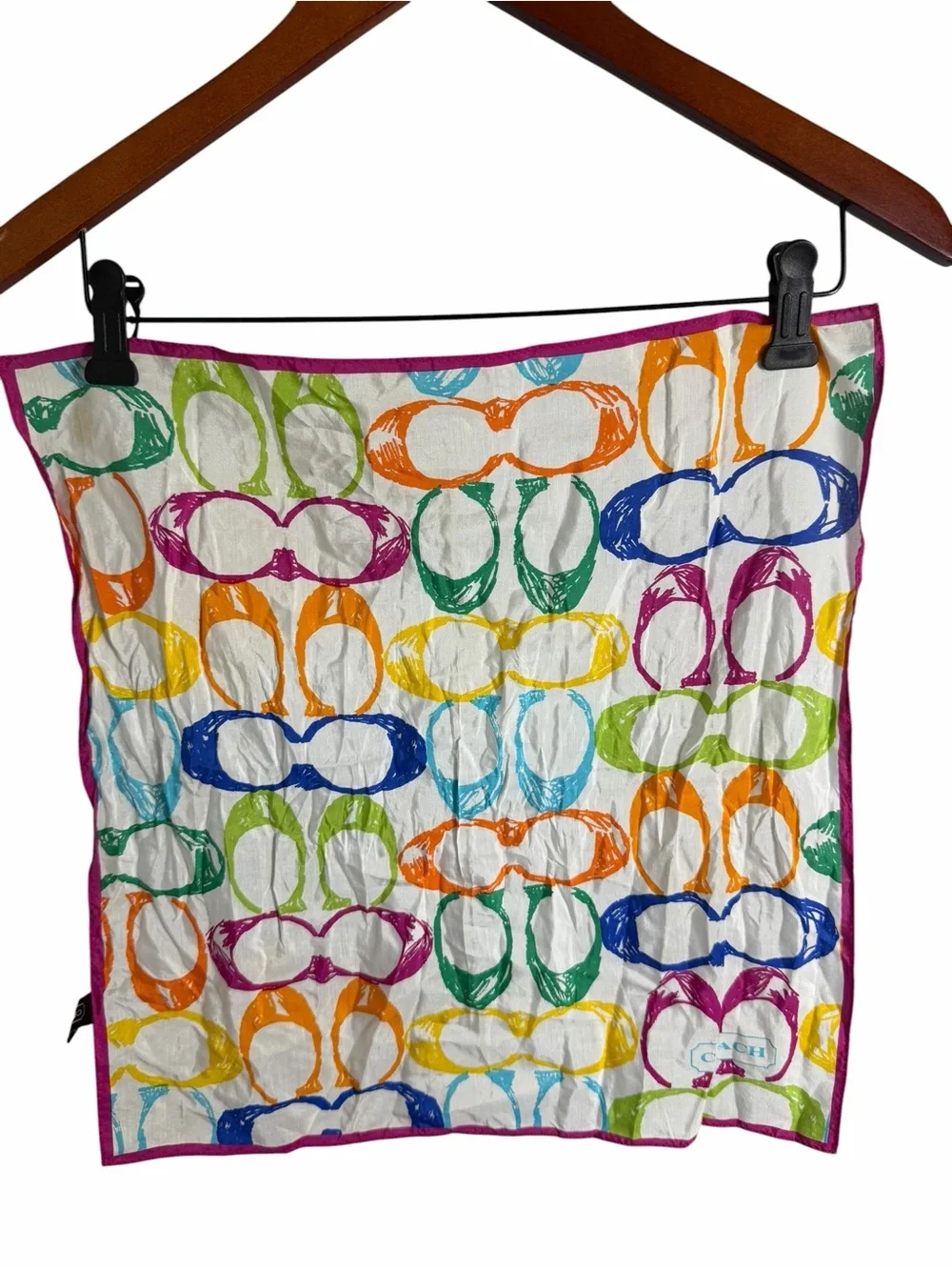 Coach Silk Blend Multicolor Print Square Scarf